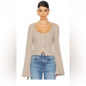 Nation LTD Beige Button-Front Ribbed Cardigan
